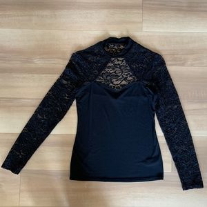 Black lace sleeved shirt